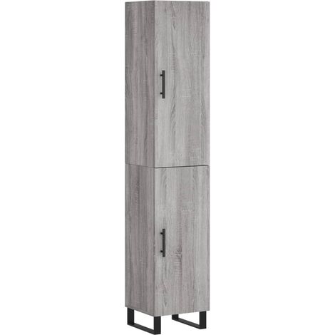 Aparador cajonera mueble almacenaje organizador cocina salón salón alto sonoma 345 x 34 x 180 cm madera de ingeniería gris 020035223