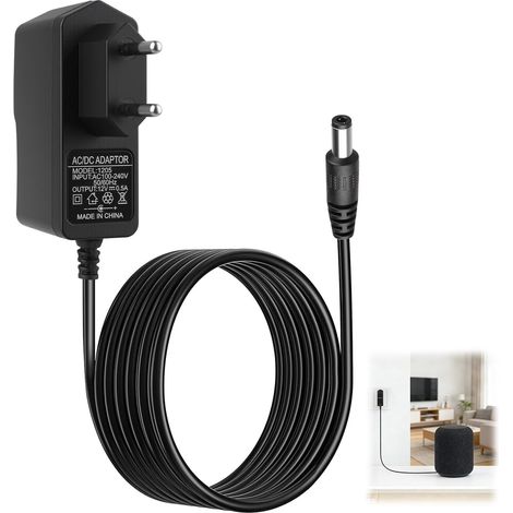 Adaptateur Secteur 12V 0,5A, Alimentation Universelle AC 100–240V avec 5,5x2,5mm et Câble 100CM, pour Bande LED, Caméra CCTV, Routeur, Ventilateur de Table, Haut-Parleur (1/5)