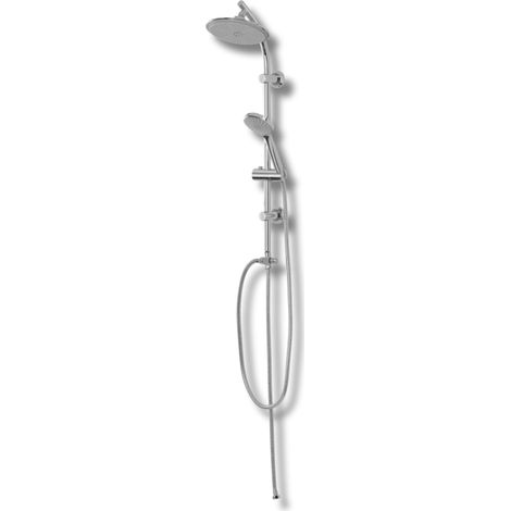 Set colonna doccia in acciaio cromato con soffione e doccetta monofunzione a risparmio idrico multifunzione con deviatore 1/2" (1/5)