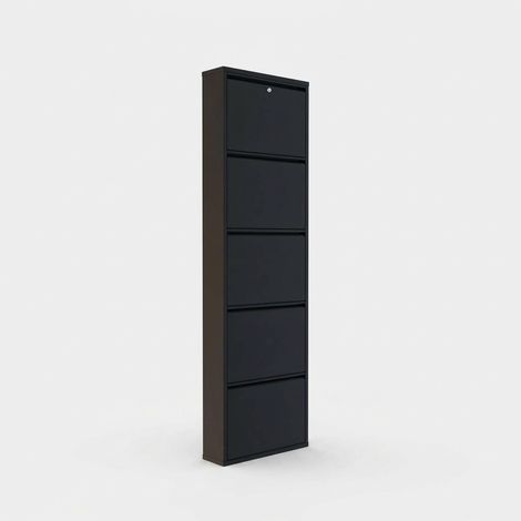 Scarpiera salvaspazio in metallo 5 ante Locking 5 Piece Metal - Nero (1/4)