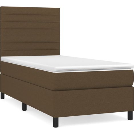 Maison Exclusive - Giroletto a Molle con Materasso Marrone Scuro 80x200 cm Tessuto (1/5)