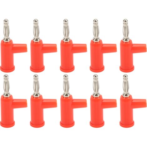 Lot de 10 fiches bananes sans soudure en ABS et laiton, connecteurs à vis ouverts pour onduleurs, 4 mm, rouge (1/5)