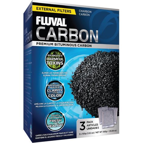 Fluval Carbón Activo Negro Sobres 100 g para Acuario