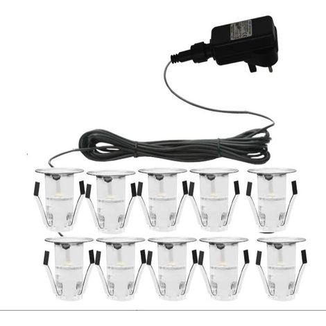 Lot de 10 Mini Spots LED Ø18mm Encastrables en Acier Inoxydable pour Plafonniers de Patio Enterrés, IP67 Étanche DC12V Lampes d'Extérieur pour Chemin Escalier Paysage Scène, Lampes de Sol de Jardin La (1/5)