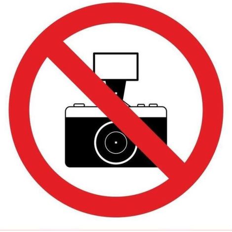 Prohibido cámaras fotográficas, señal de prohibición con tintas UV SEKURECO 100 x 150 mm ADHESIVOS DE VINILO (1/3)