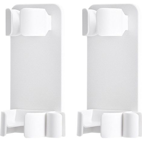 Set di due supporti per arricciacapelli, da parete, senza bisogno di forare, regolabili, antiscivolo, utilizzabili come supporto per arricciacapelli, asciugacapelli o piastra per capelli. (1/5)