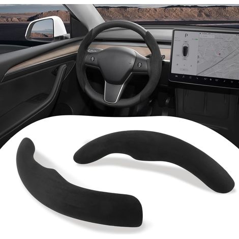 Lenkrad für Tesla Model 3 Model Y Lenkradbezug, Lenkradschutz, Beflockung, rutschfest, Innenausstattung, Zubehör 2019–2024 (1/5)