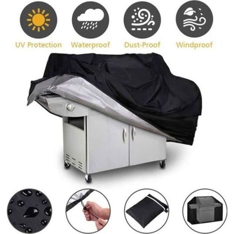 Waterproof Gas Grill Cover - 145x117x61cm, Black
