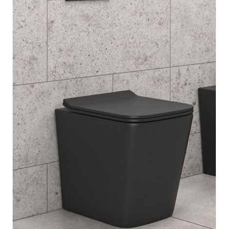 WC à poser sans bride Tornado DOUA 52,5x35,5x41 cm avec abattant-Noir-Noir-35.50 -- (1/5)