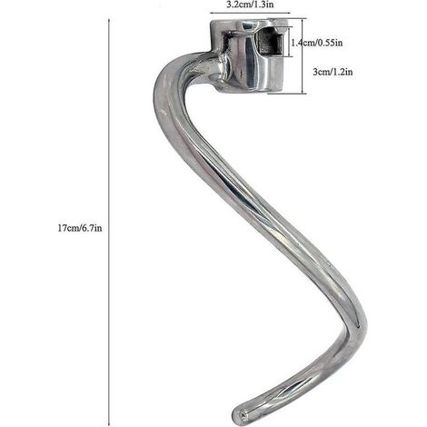 Crochet pétrisseur de rechange de 7 litres pour batteur sur socle Kitchenaid Ksm7990 Ksm7581 - Acier inoxydable,de (1/2)