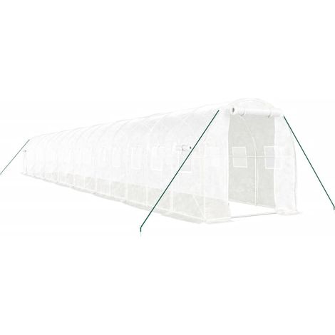 Greenhouse with Steel Frame White 32 m² 16x2x2 m vidaXL