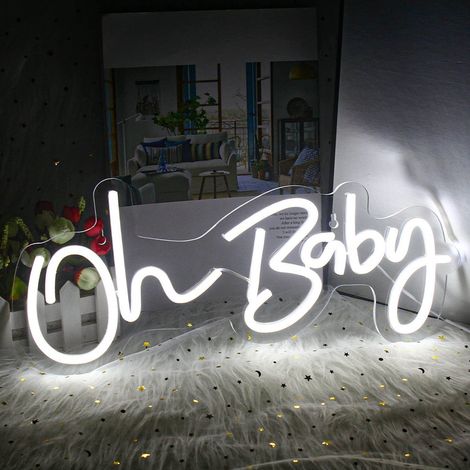Lumière néon « Oh Baby » alimentée par USB, lettre « Oh Baby », décoration pour mariage, festival, fête, anniversaire, baby shower, lumière blanche (1/5)