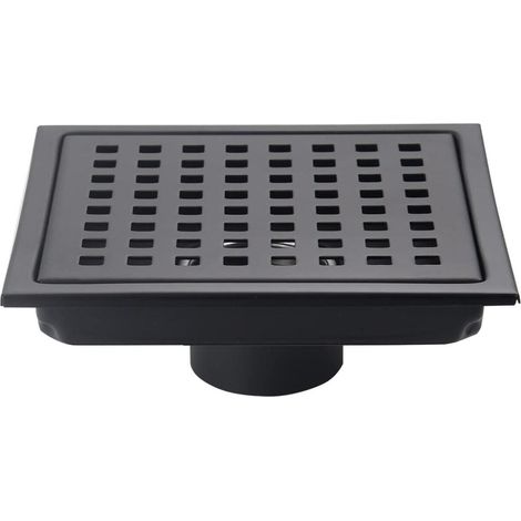 Desagüe de ducha cuadrado, negro mate, con tapa extraíble, fabricado en acero inoxidable, ideal para baños, cocinas, etc. (1/4)