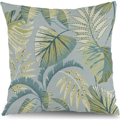 Housse de coussin plantes fleurs papillon, décoration canapé extérieur,50×50cm (1/5)