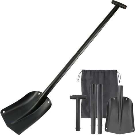 Pelle à neige de voiture Long manche petite en amovible outil sable et glace 82cm métal aluminium noir (1/4)