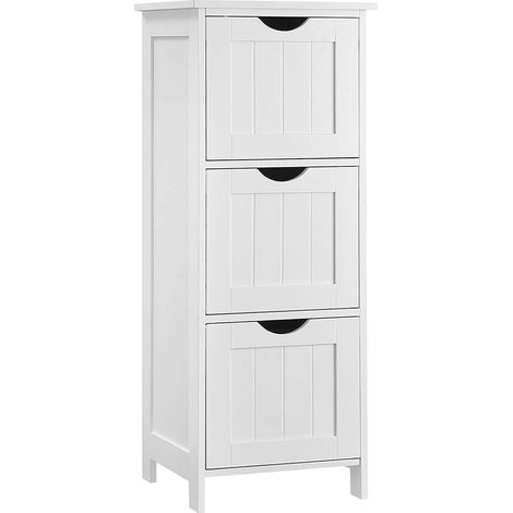 Mueble de almacenamiento torre con 3 cajones armario 3 niveles columna 81 cm para baño salón dormitorio cocina estilo nórdico escandinavo blanco mate 120002749 (1/3)
