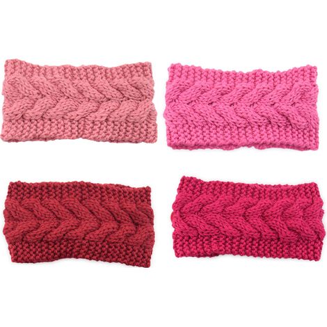 Headband Tricoté avec Boutons - Pour Masque Visage - Chaud Hiver Tête Oreilles Front - Élastique Extensible - 4 Pièces (1/5)