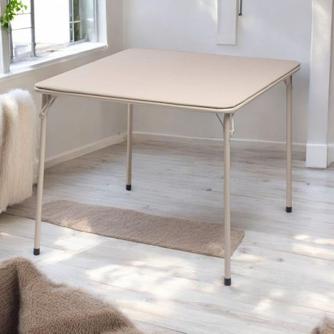 Tables de Restaurant Square Oak, Structure Métallique Robuste et MDF Plateau Rembourré en Cuir Synthétique, Pliable et Portable pour Bureau, Salon, Cuisine, 86 x 86 cm (1/5)