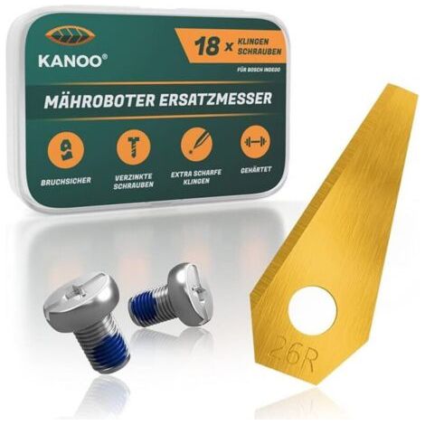 Ineasicer Lot de 18 lames de rechange en titane pour robot tondeuse Bosch Indego - Lames de rechange pour tondeuse à gazon Bosch Indego (1/5)
