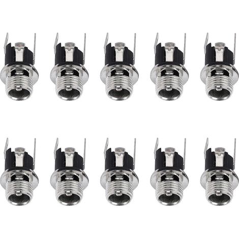 Lot de 10 connecteurs femelles d'alimentation CC pour montage sur panneau, 5,5 x 2,1 mm (1/5)