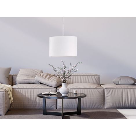 LED Hängelampe mit Lampenschirm Leinen Weiß, Ø 30cm (1/5)