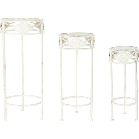Mesita Auxiliar Set 3 Metal 30,5X30,5X70 Blanco (1/3)