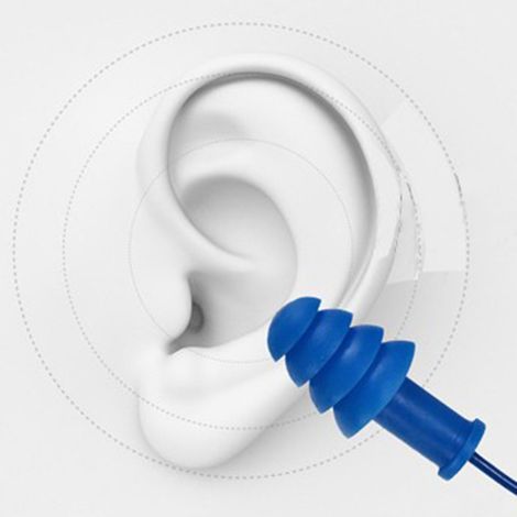 Lot de 10 paires de bouchons d'oreilles en silicone souple, lavables et réutilisables, en forme de sapin de Noël, avec cordon et boîte. (1/5)