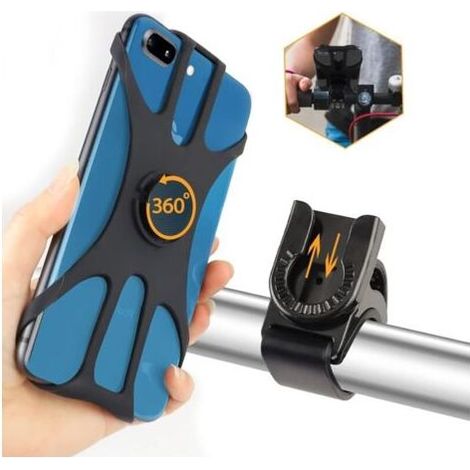 Telefono supporto bici Universale Rotazione di 360° Porta Regolabile per Manubrio di una Bicicletta/Moto Compatibile con iPhone, Samsung, e 4.5-7.0 Pollici smart phone (Nero) (1/5)