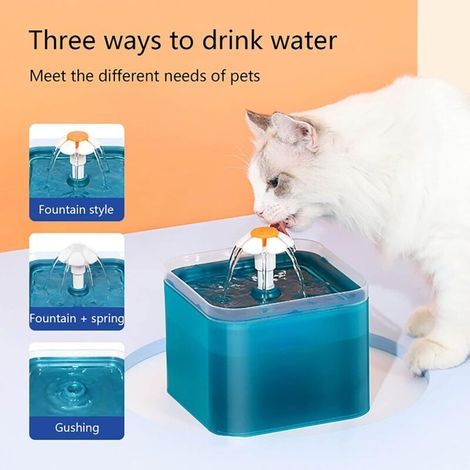 2L Fontaine à Eau pour Chat Ultra Silencieux, Fontaine avec Lumière LED, Filtration Multiple, Fournir de l'eau Courante, Trois Modes D'écoulement de l'eau,blue (1/4)