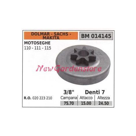 Ritzel DOLMAR Kettensägenmotor 109 110 111 115 3/8' Zähne 7 014145