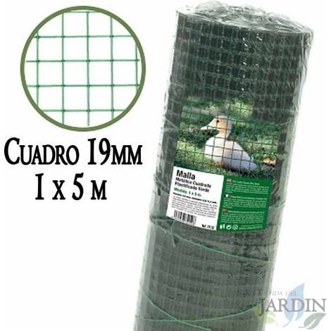 Grünes quadratisches Kunststoff-Metallgitter (Quadrat 19 mm, 1 x 5 m) (1/3)