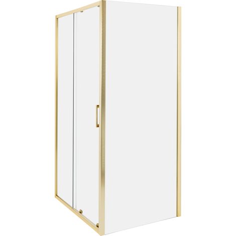 Cabina de ducha vidrio templado una puerta dorado 80 x 100 x 185 cm Yoro