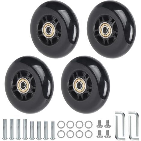4x roulette valise, 80x24mm, caoutchouc, noyau métallique, universelle, bagage, poussette (1/5)