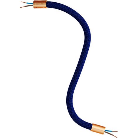 Creative-Cables Kit Creative Flex Verlängerungsschlauch (30 cm Länge, Ø 10 mm) – Stoffummantelung RM20 dunkelblau und satinierte Kupfer-Details – Mit Metallendstücken und Zubehör