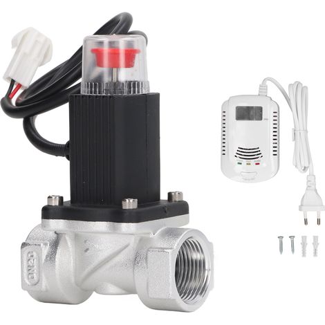 Détecteur de fuite de gaz avec vanne d'arrêt automatique - Alarme sécurité maison 3000PPM - Alimentation AC 90‑240V - Prise EU (1/5)