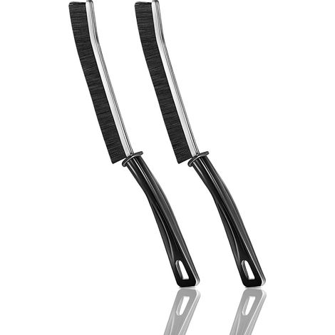 Brosse de nettoyage, brosse de nettoyage des espaces à poils coudés rigides, brosse de nettoyage des coulis pour douches, baignoires (noir-2 pièces) (1/5)