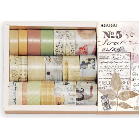 Masking Tape - 20 Rouleaux Vintage - Adhésif Décoratif pour Scrapbooking Journal Créatif et DIY - Sans Résidu - Pour Carnet, Cadre Photo, Emballage Cadeau (1/5)