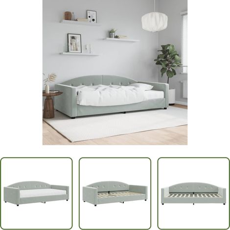 Canapé-lit - Lit de jour avec matelas gris clair 100x200 cm velours (1/5)