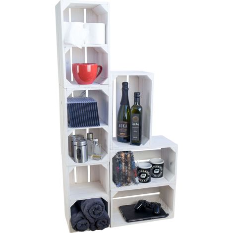6er Set MIX Regalkiste "Hilde" weiß ohne/mit (1/5)