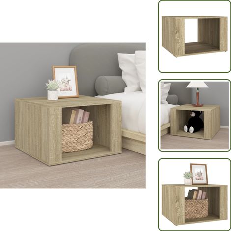 The Living Store Comodino Rovere Sonoma 57x55x36 cm in Legno Multistrato - Comodino con piano stabile