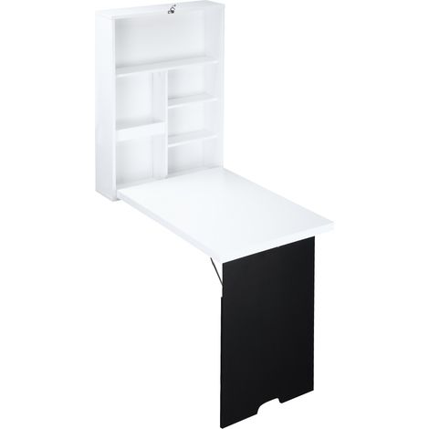 Tableau mural pliant bureau avec tableau noir 60x94,5x147cm blanc et noir