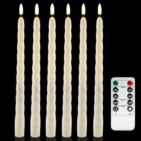BelleRise - Lot de 6 guirlandes lumineuses LED à piles avec télécommande et minuterie, lumière blanche chaude scintillante en véritable cire BB (1/5)