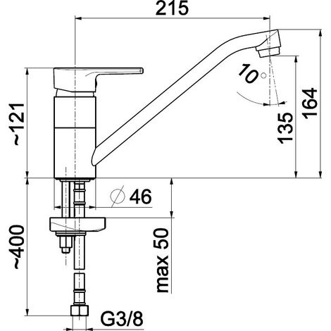 Kfa Eleganter Küchenarmatur Chrom 215 mm