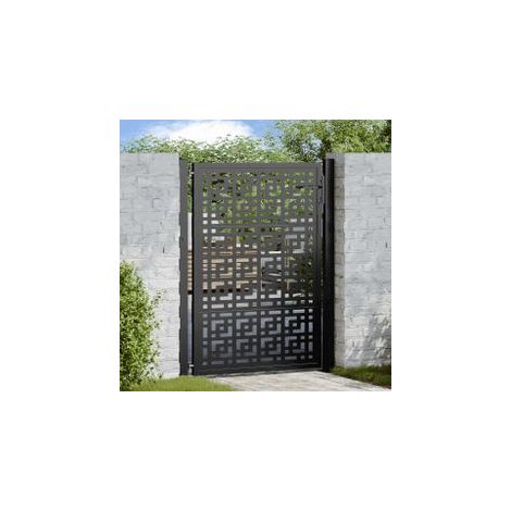 Portail de jardin noir 105x130 acier conception croisée (1/5)