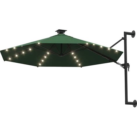 vidaXL Sombrilla de jardín de pared con luces LED verde 300 cm (1/2)