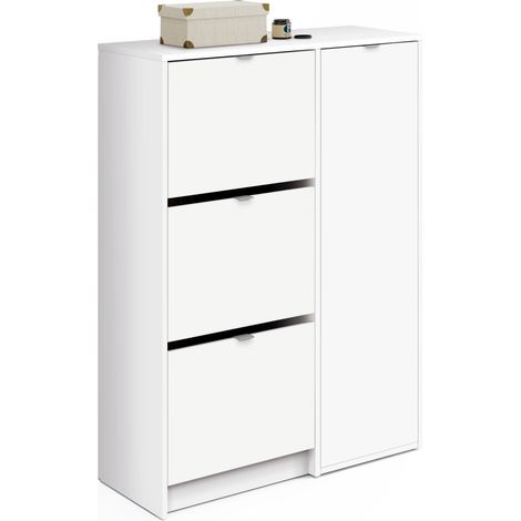 Zapatero 3 trampones y una puerta Trevi en blanco brillo. 85 cm(ancho) 122 cm(altura) 37 cm(fondo) (1/5)
