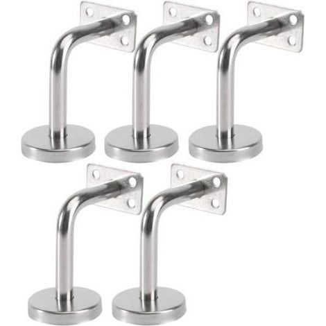 LaBlanc - Lot de 5 Support Main Courante Inox - Murale Supports de Main Courante pour Escalier Exterieur Intérieur, Rampe Escalier Bois, Rail D'escalier (6x8x5cm/2.7x3.1x2.0in) (1/5)