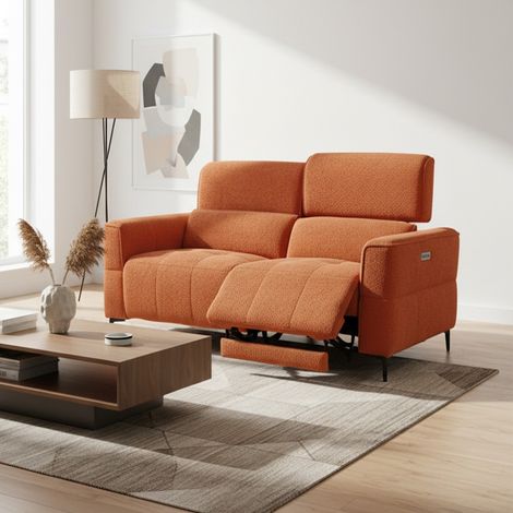 Divano recliner Luxora 2 posti elettrico in tessuto aragosta 174 cm (1/5)