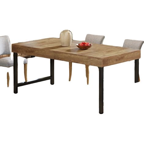 Table à manger, design rectangulaire, construction durable, Brun Rustique (1/2)