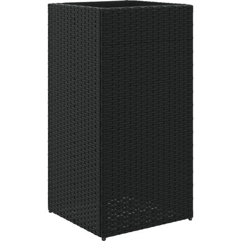 Fioriera rialzata per giardino e terrazza 40 x 40 x 80 cm in resina intrecciata nera 020037588